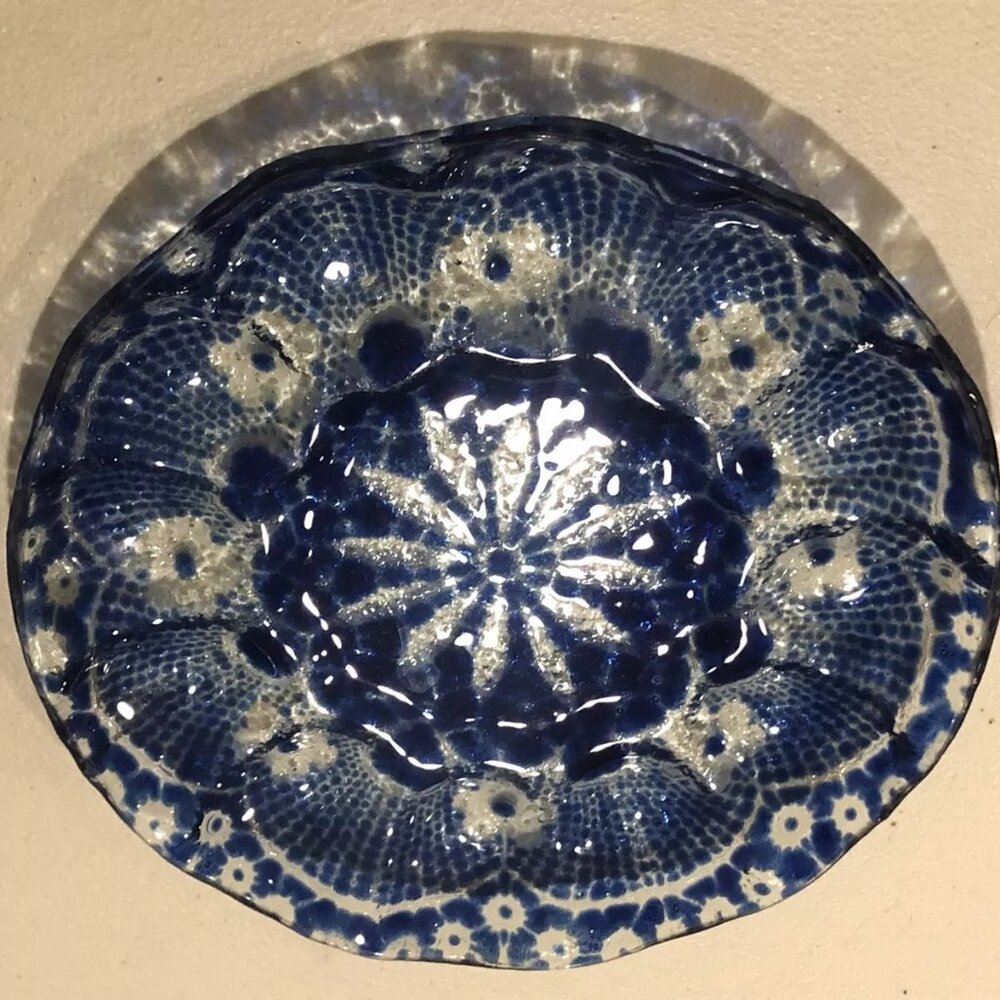 Sydenstricker ? Fused Art Glass Round Serving Tray